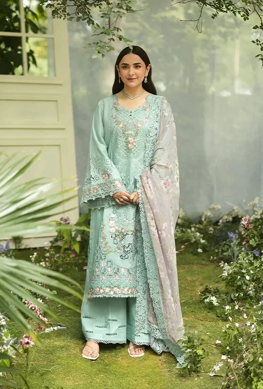 Elaf Luxury Lawn Vol-02 Embroidered - Pastel Mint 3Pcs (Unstitched)