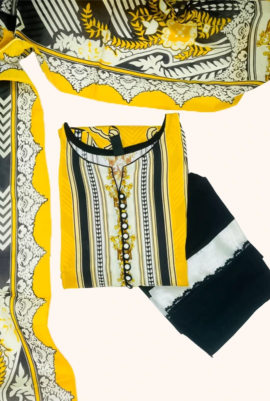 Good Vibes Cotton -Yellow 3pcs (Stitched)