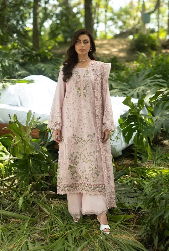 Elaf Luxury Lawn Vol-02 Embroidered - Blush Pink 3Pcs (Unstitched)