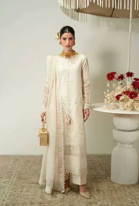 Zaira By Zariya Embroidered Lawn 26 - Off White 3pcs (Unstitched)