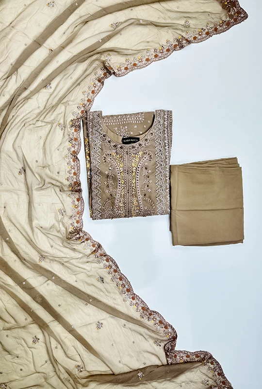 Gaba Pret By Husnara 3pcs (Stitched)