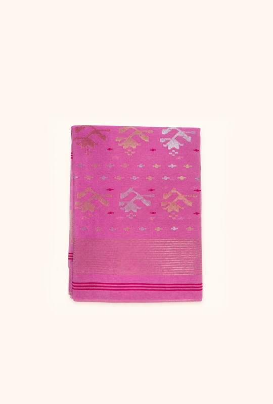 Light Pink Half Silk Jamdani Saree
