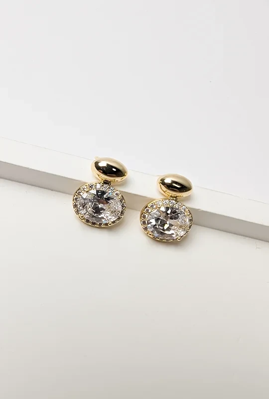 Oval Halo Statement Earrings