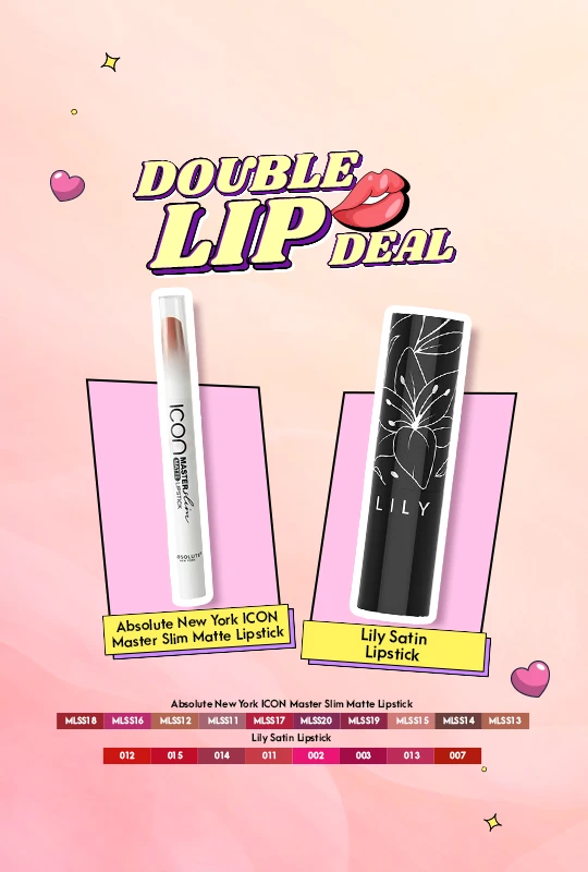 Absolute New York ICON Master Slim Matte Lipstick - Coral Beige (MLSS12) + Lily Satin Lipstick 3.9 g