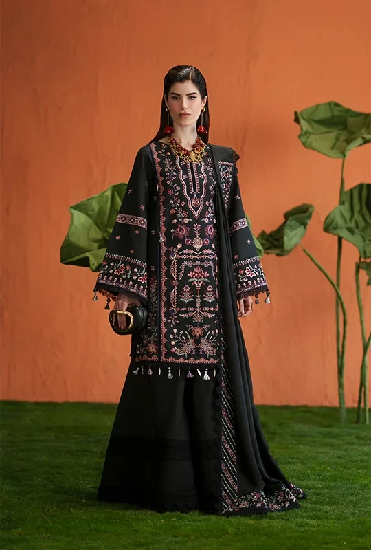Zaira By Zariya Embroidered Lawn '26 - Black 3pcs (Unstitched)