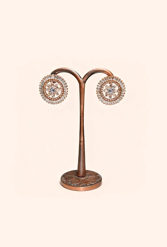 Trendy Metal Ad Stone Earrings