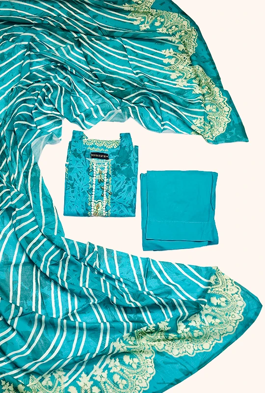 Teal Grace Cotton - 3Pcs (Stitched)