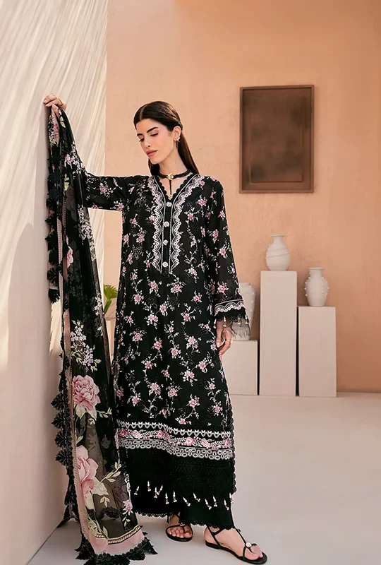 Mausummery Luxury Embroidered Lawn Digital Suit - Onyx 3pcs Unstitched