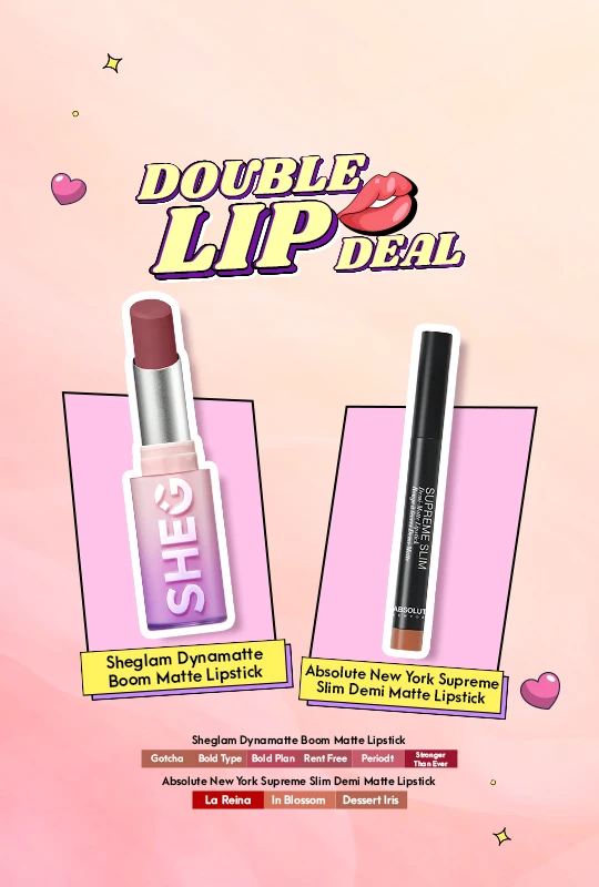 Sheglam Dynamatte Boom Matte Lipstick-Bold Plan + Absolute New York Supreme Slim Demi Matte Lipstick