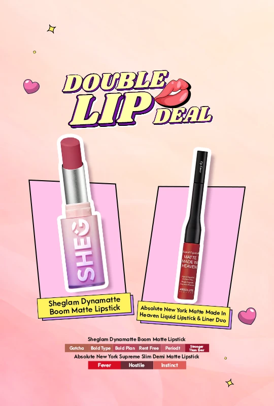 Sheglam Dynamatte Boom Matte Lipstick - Periodt + Absolute New York Matte Made In Heaven Liquid Lipstick & Liner Duo