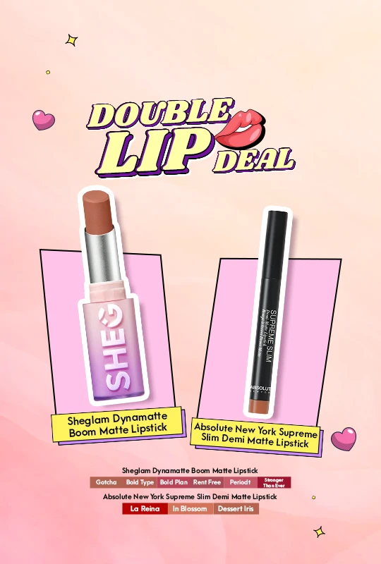 Sheglam Dynamatte Boom Matte Lipstick-Gotcha + Absolute New York Supreme Slim Demi Matte Lipstick