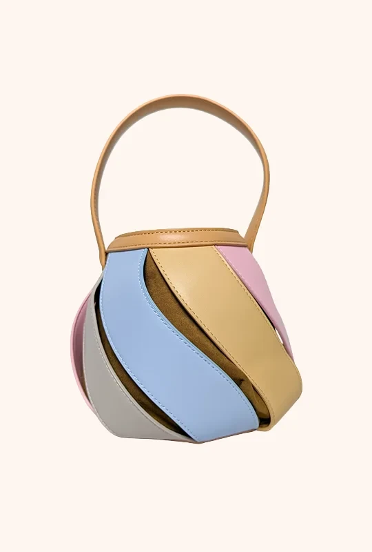 Twist Panel Bucket Bag - Pastel Multicolor