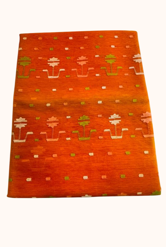 Orange Half Silk Jamdani Saree