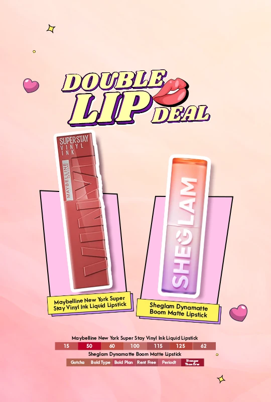 Maybelline New York Super Stay Vinyl Ink Liquid Lipstick - Irresistible (62) + Sheglam Dynamatte Boom Matte Lipstick