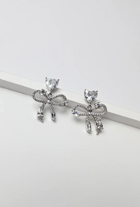 Heart Bow Drop Earrings