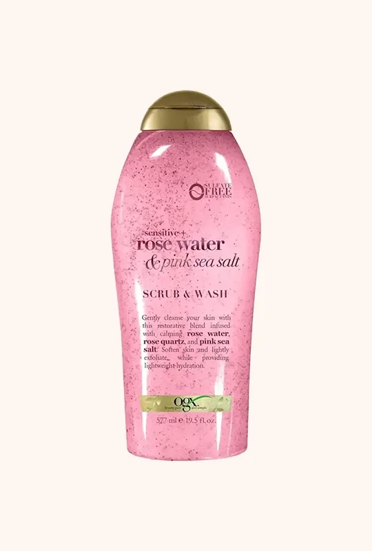 OGX Rose Water & Pink Sea Salt Scrub & Wash - 577 ml
