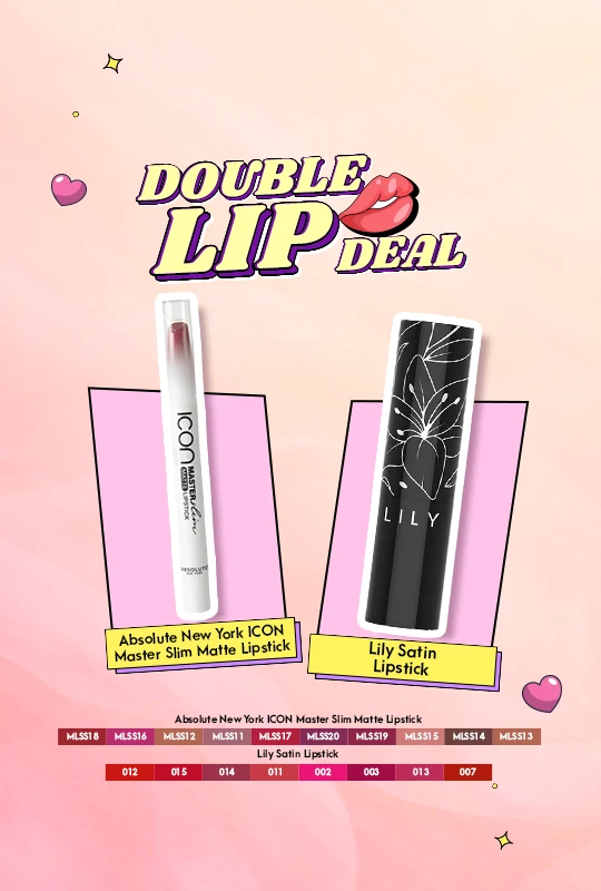 Absolute New York ICON Master Slim Matte Lipstick - Deep Mauve (MLSS19) + Lily Satin Lipstick 3.9 g
