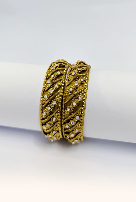 Golden Pearl Twist Bangle Set