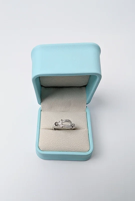 Crystal Stone Lock Link Finger Ring
