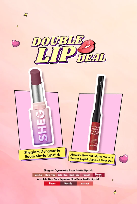 Sheglam Dynamatte Boom Matte Lipstick-Rent Free + Absolute New York Matte Made In Heaven Liquid Lipstick & Liner Duo