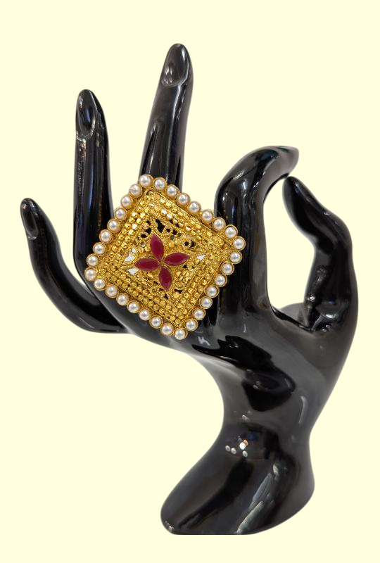 Golden Meena Statement Ring